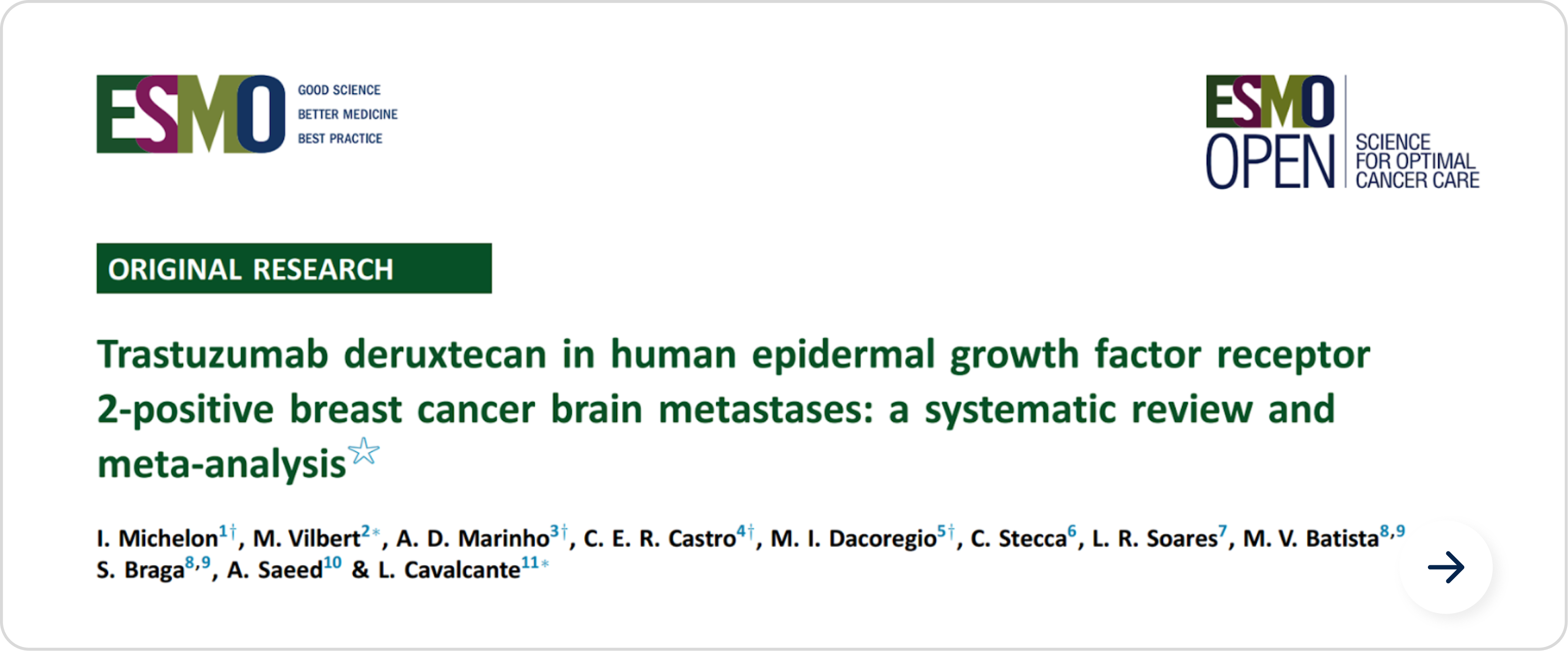 Trastuzumab deruxtecan in HER2-positive breast cancer brain metastases — ESMO Open